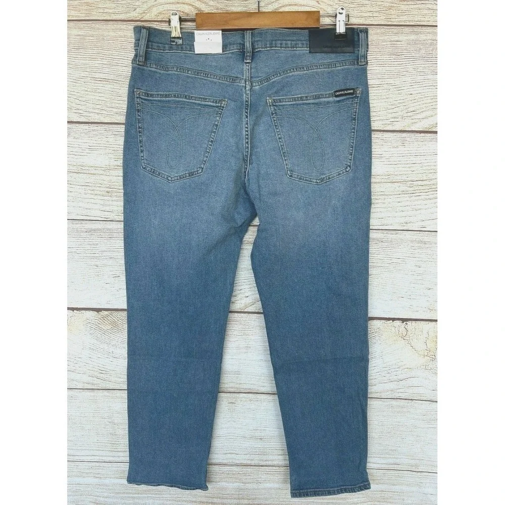 Calvin Klein Stretch Jeans Mens 34X30 Dickey Bright Distressed Straight Fit New
